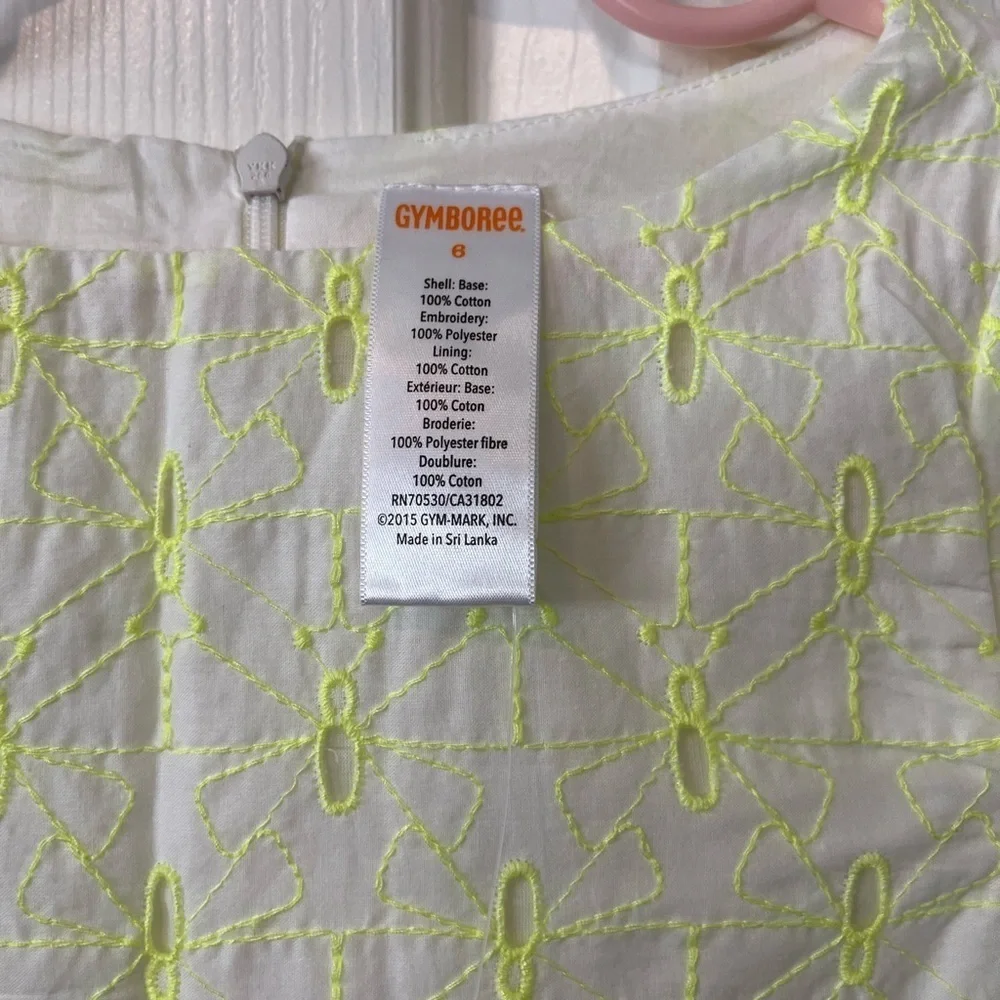 Girls size 6 white with yellow design dress from Gymboree, NWT